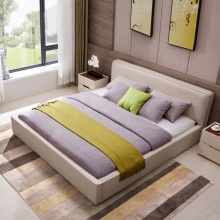 现代简约棉麻布艺床