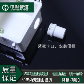 中财管道PVC线管电工套管绝缘阻燃管配件 直插快接杯梳/盒接头