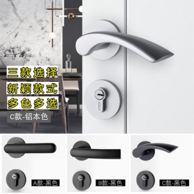 KLC门锁静音黑色通用执手半价室内卧室简约分体实木门把手锁具
