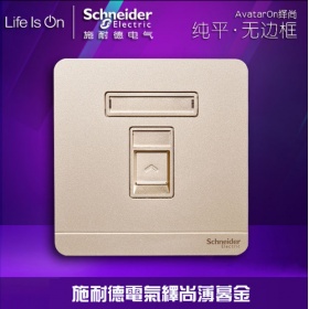 施耐德Schneider开关面板 繹尚薄暮金系列 一位电话插座面板