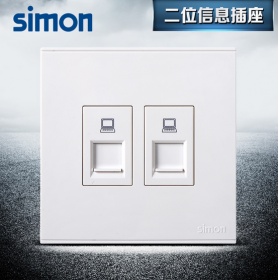 西蒙Simon开关面板 E6雅白系列 二位电脑插座面板
