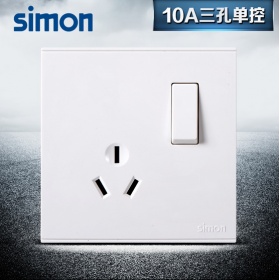 西蒙Simon开关面板 E6雅白系列 三孔10A插座面板