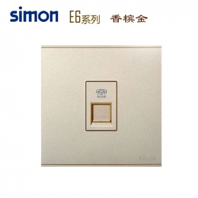 西蒙Simon开关面板 E6香槟金系列 一位电话插座面板