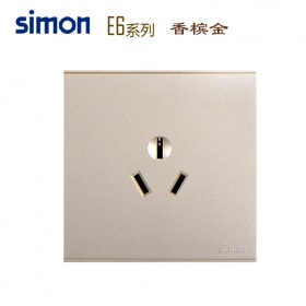 西蒙Simon开关面板 E6香槟金系列 三孔10A插座面板