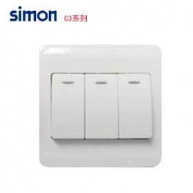 西蒙Simon开关面板 C3雅白系列 三开双控开关面板