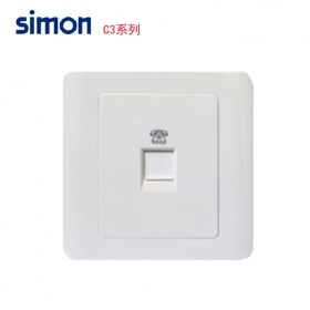 西蒙Simon开关面板 C3雅白系列 一位电话插座面板
