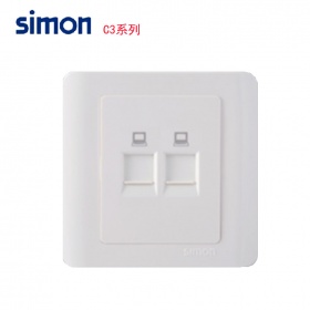 西蒙Simon开关面板 C3雅白系列 二位电脑插座面板