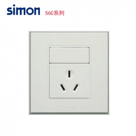西蒙Simon开关面板 56C雅白系列 三孔16A插座面板