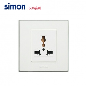 西蒙Simon开关面板 56C雅白系列 多用途三孔10A插座面板