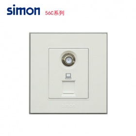 西蒙Simon开关面板 56C雅白系列 电视+电脑插座面板