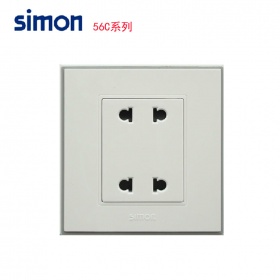 西蒙Simon开关面板 56C雅白系列 二联二极四孔10A插座面板