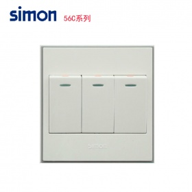 西蒙Simon开关面板 56C雅白系列 三开双控开关面板