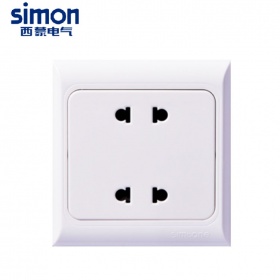 西蒙Simon开关面板 61雅白系列 二联二极四孔10A插座面板