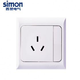 西蒙Simon开关面板 61雅白系列 一开单控三孔16A插座面板
