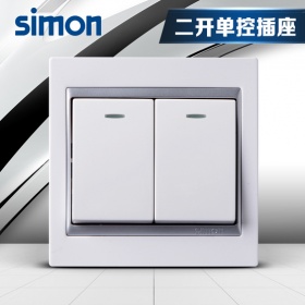 西蒙Simon开关面板 58雅白系列 二开单控开关面板