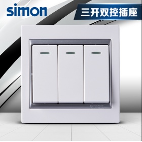 西蒙Simon开关面板 58雅白系列 三开双控开关面板