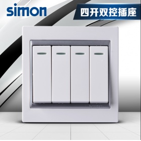 西蒙Simon开关面板 58雅白系列 四开双控开关面板