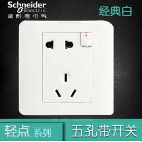施耐德Schneider轻点系列一开五孔/五孔带开关 E8415/10US WE 白色