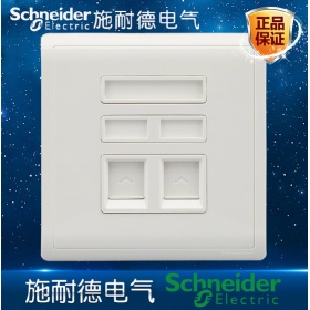 施耐德Schneider开关插座 丰尚Pieno雅白 电话+电脑插座面板