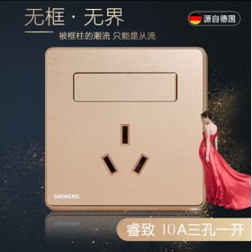 西门子SIEMENS开关插座 睿致arina玫瑰金  一开单控三孔10A插座面板