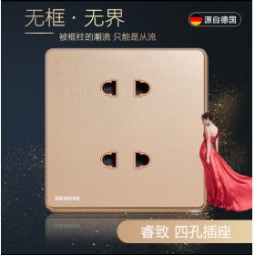 西门子SIEMENS开关插座 睿致arina玫瑰金  二联二极四孔10A插座面板