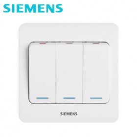 西门子SIEMENS开关插座 远景Vista雅白系列  三开双控带LED灯开关面板
