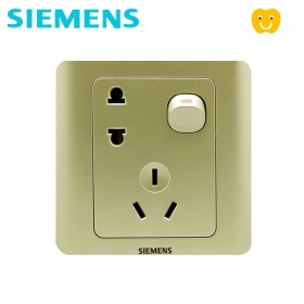 西门子SIEMENS开关插座 远景Vista金棕系列  一开单控五孔10A插座面板