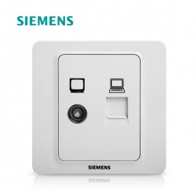 西门子SIEMENS开关插座 映彩diy皓锌白系列  一电视+电脑插座面板