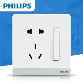 飞利浦PHILIPS开关插座 飞逸珍珠白系列 一开单控五孔10A插座面板