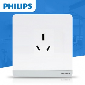 飞利浦PHILIPS开关插座 飞逸珍珠白系列 三孔10A插座面板