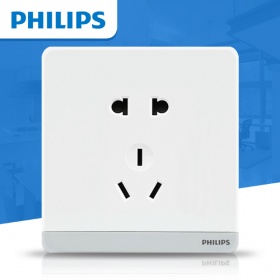 飞利浦PHILIPS开关插座 飞逸珍珠白系列 二三眼五孔10A插座面板