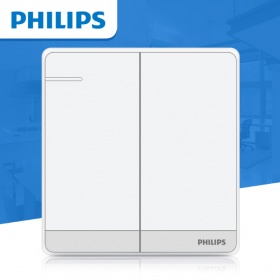 飞利浦PHILIPS开关插座 飞逸珍珠白系列 二开双控开关面板
