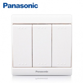 松下Panasonic开关插座 佳典纯雅白系列 三开双控开关面板