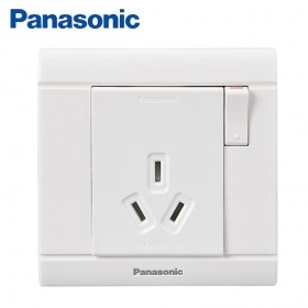 松下Panasonic开关插座 佳典纯雅白系列 一开单控三孔16A插座面板