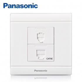 松下Panasonic开关插座 佳典纯雅白系列 电话+电脑插座面板