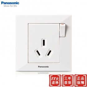 松下Panasonic开关插座 新适佳雅白系列 一开单控三孔10A插座面板