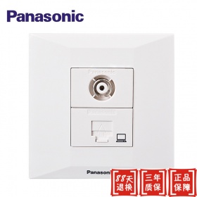 松下Panasonic开关插座 新适佳雅白系列 电视+电脑插座面板