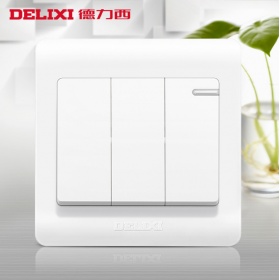 德力西DELIXI开关插座 CD820钢架白系列 三开双控开关面板