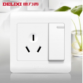 德力西DELIXI开关插座 CD820钢架白系列 一开单控三孔16A插座面板
