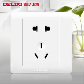 德力西DELIXI开关插座 CD820钢架白系列 二三眼五孔10A插座面板