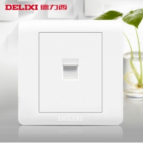德力西DELIXI开关插座 CD820钢架白系列 一位电脑插座面板