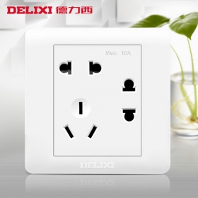 德力西DELIXI开关插座 CD820钢架白系列 二二三眼七孔10A插座面板