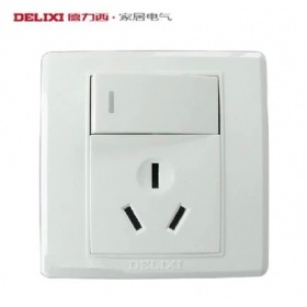 德力西DELIXI开关插座 CD220雅白系列 一开单控三孔16A插座面板