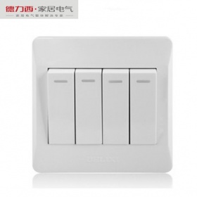 德力西DELIXI开关插座 CD220雅白系列 四开双控开关面板