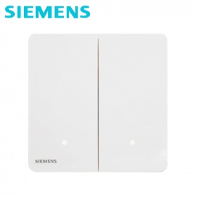 西门子SIEMENS开关插座面板睿致炫白系列开关二联单控带LED灯面板