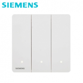 西门子SIEMENS开关插座面板睿致炫白系列开关三联双控带LED灯面板