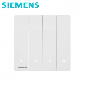 西门子SIEMENS开关插座面板睿致炫白系列开关四联双控带LED灯面板