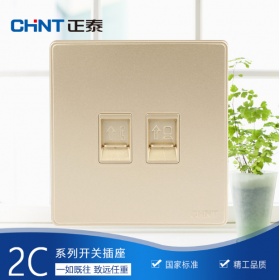正泰NEW2C香槟金系列开关插座86型2C系列面板电视+电脑插座