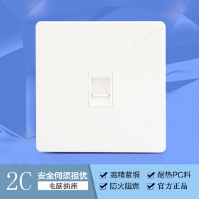正泰开关面板NEW2C电脑插座 内嵌钢架白色大板 86型八芯网络插座