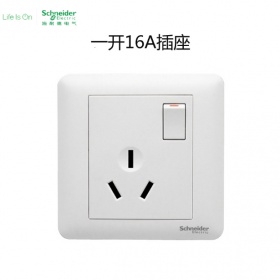 施耐德Schneider开关面板 畅意Affleplus畅意+亮白系列 一开单控三孔16A空调电热水器插座面板
